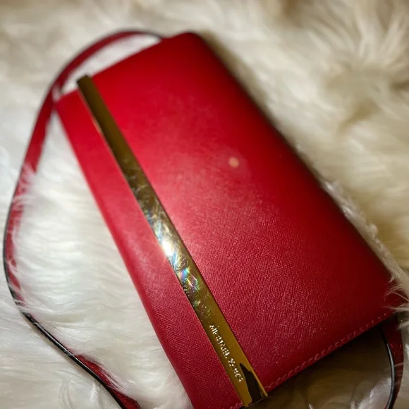 MICHAEL Michael Kors Red Leather Tilda Clutch Bag - Picture 6 of 7